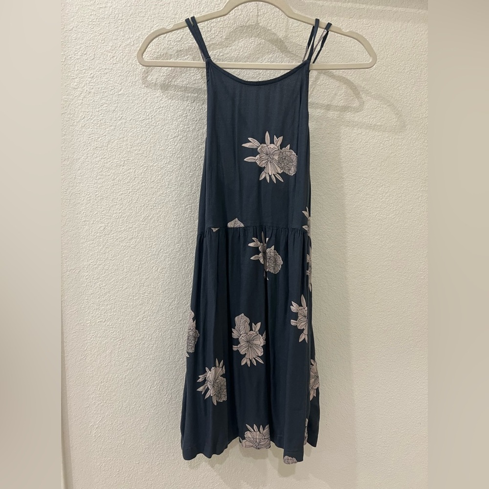 Roxy Floral Mini Dress with Criss-Cross Back